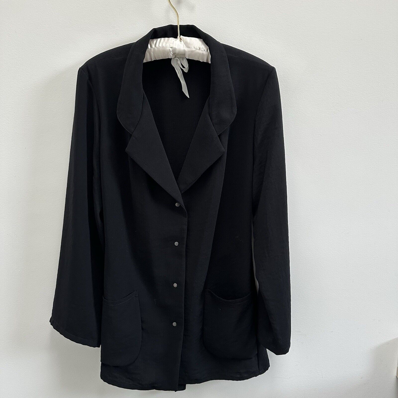 Babette Sf 4 Button Black Jacket Blazer With Tie Small Euc